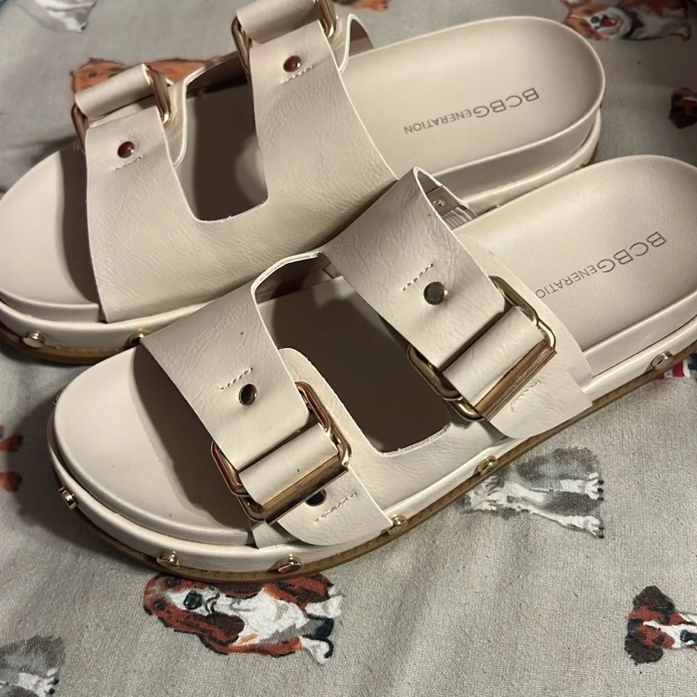 BCBGeneration Beige Double Buckle Sandals - Picture 4 of 4